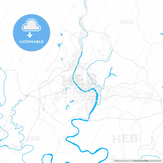 Bazhong, China PDF vector map with water in focus
