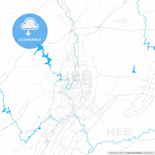 Zunyi, China PDF vector map with water in focus