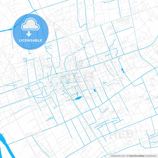 Taixing, China PDF vector map with water in focus