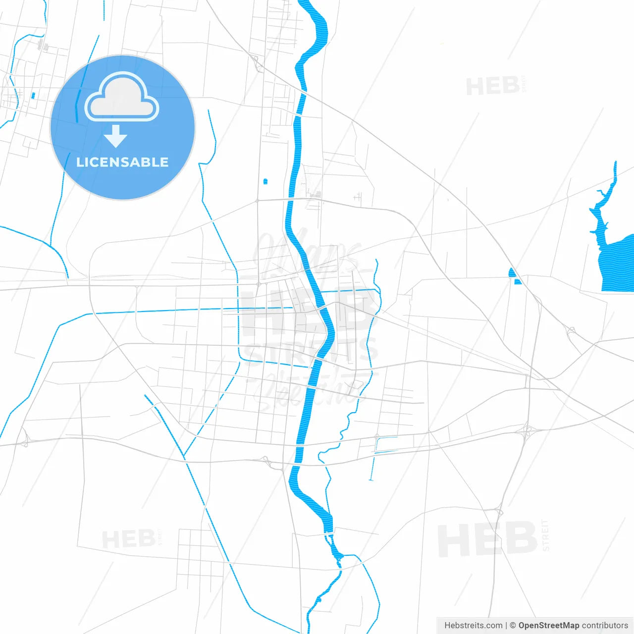 Xinyi, China PDF vector map with water in focus