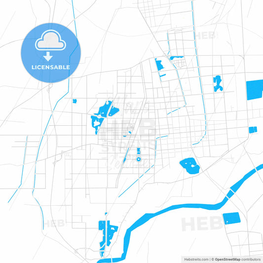 Binzhou, China PDF vector map with water in focus