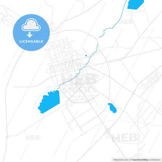 Karamay, China PDF vector map with water in focus