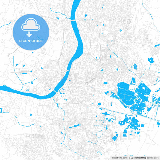 Kolkata, India PDF vector map with water in focus
