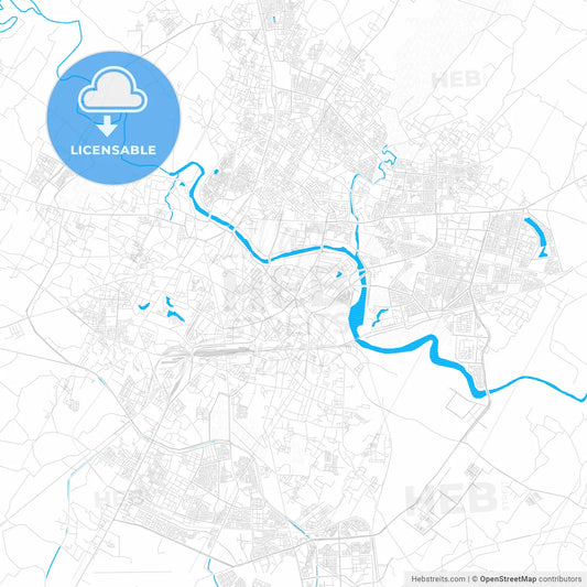Lucknow, India PDF vector map with water in focus