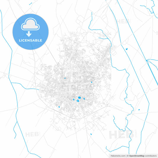 Aligarh, India PDF vector map with water in focus