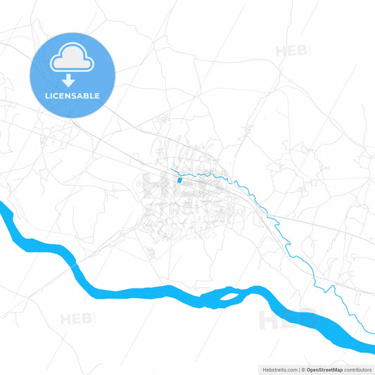 Asansol, India PDF vector map with water in focus