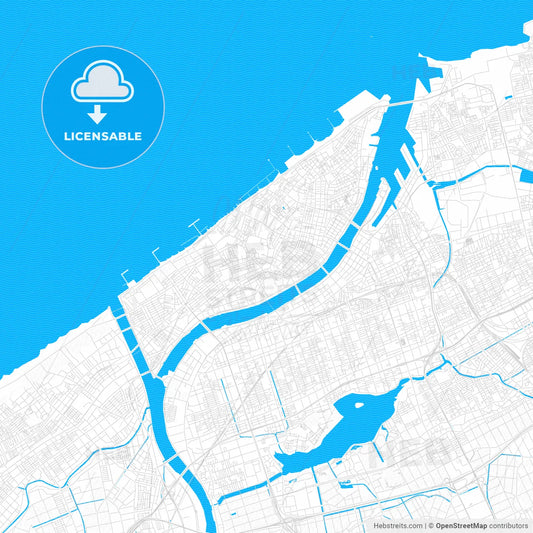 Niigata, Japan PDF vector map with water in focus