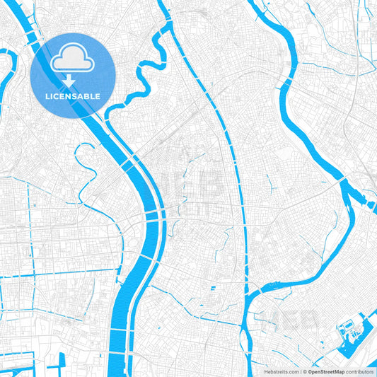 Edogawa, Japan PDF vector map with water in focus
