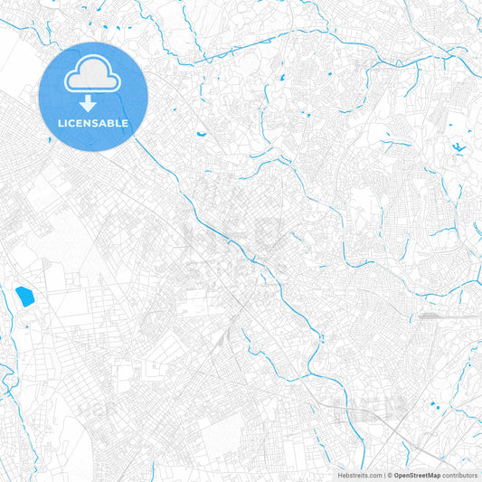Machida, Japan PDF vector map with water in focus
