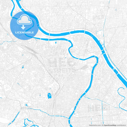 Arakawa, Japan PDF vector map with water in focus