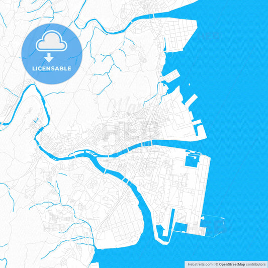 Iwakuni, Japan PDF vector map with water in focus