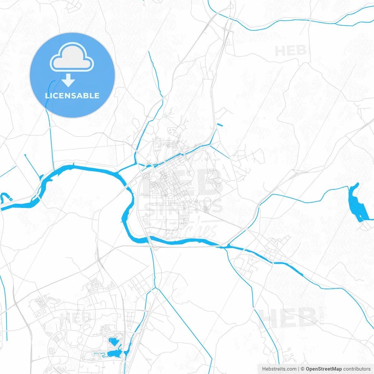 Paju, South Korea PDF vector map with water in focus