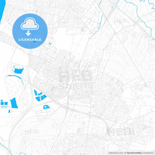 Rishon LeZion, Israel PDF vector map with water in focus