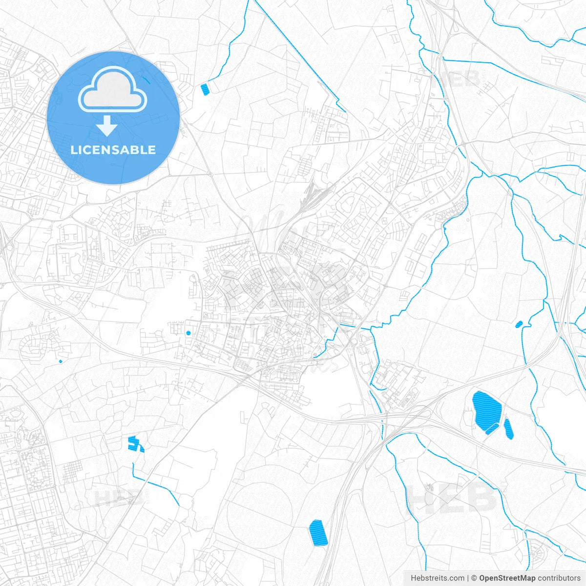 Ramla, Israel PDF vector map with water in focus