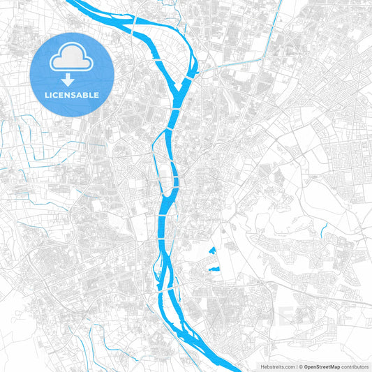 Cairo, Egypt PDF vector map with water in focus