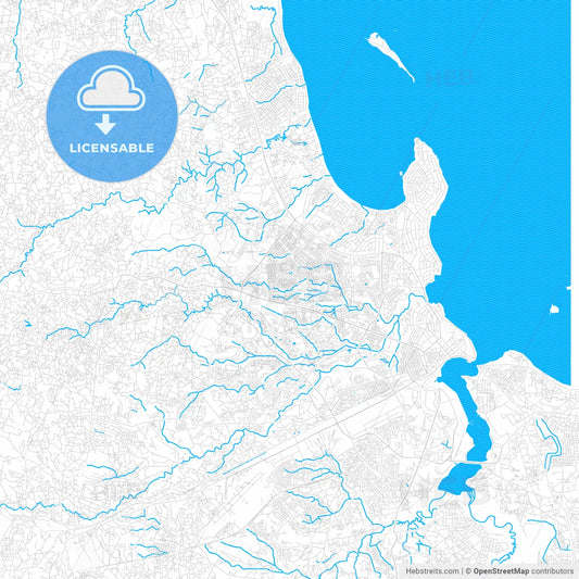Dar es Salaam, Tanzania PDF vector map with water in focus