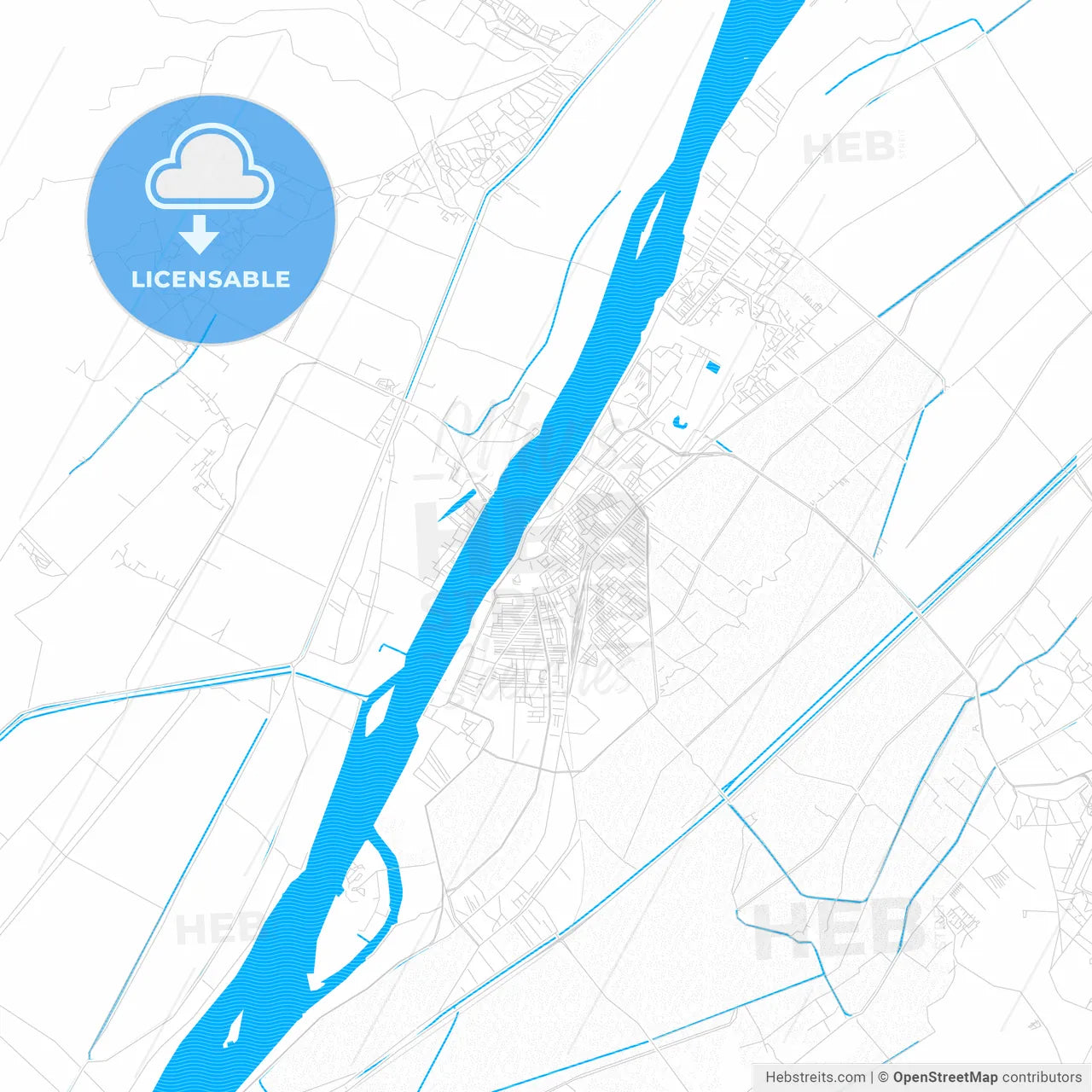 Luxor, Egypt PDF vector map with water in focus