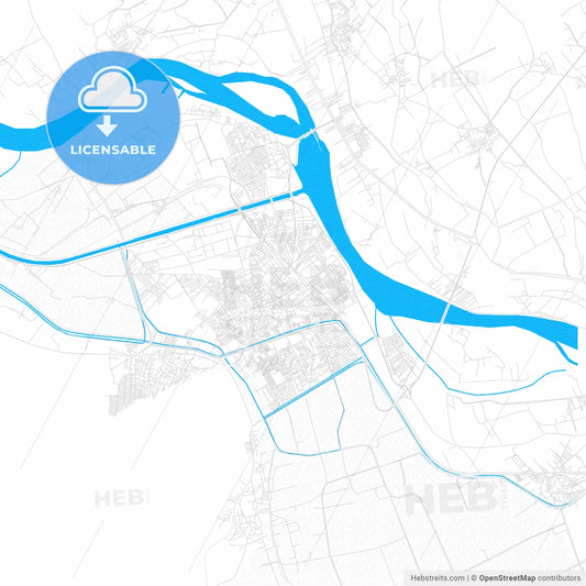 Asyut, Egypt PDF vector map with water in focus