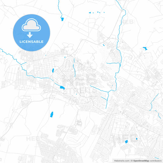 Krugersdorp, South Africa PDF vector map with water in focus