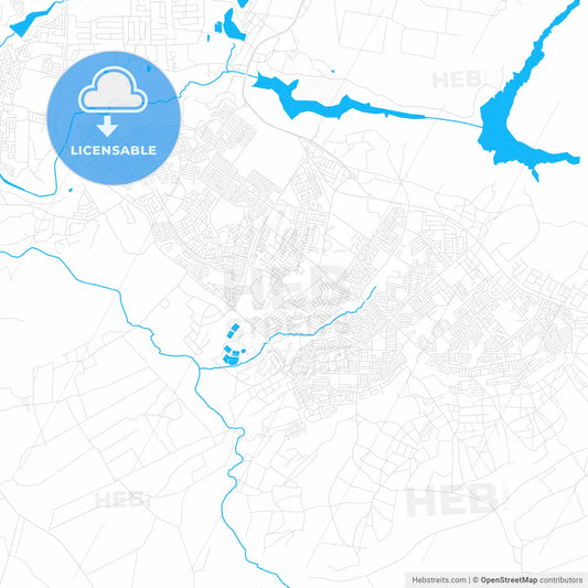 Chitungwiza, Zimbabwe PDF vector map with water in focus