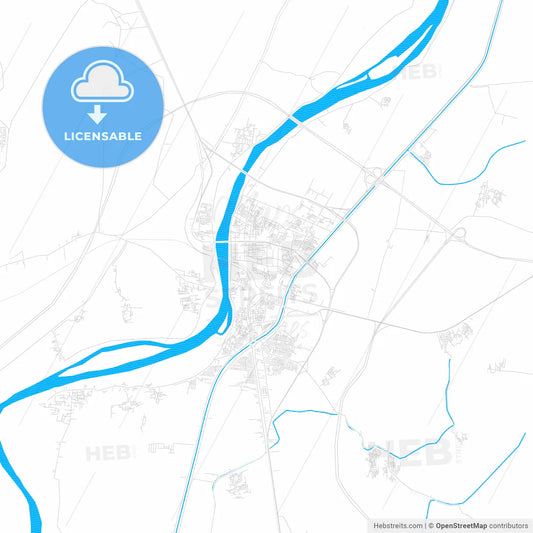 Banha, Egypt PDF vector map with water in focus