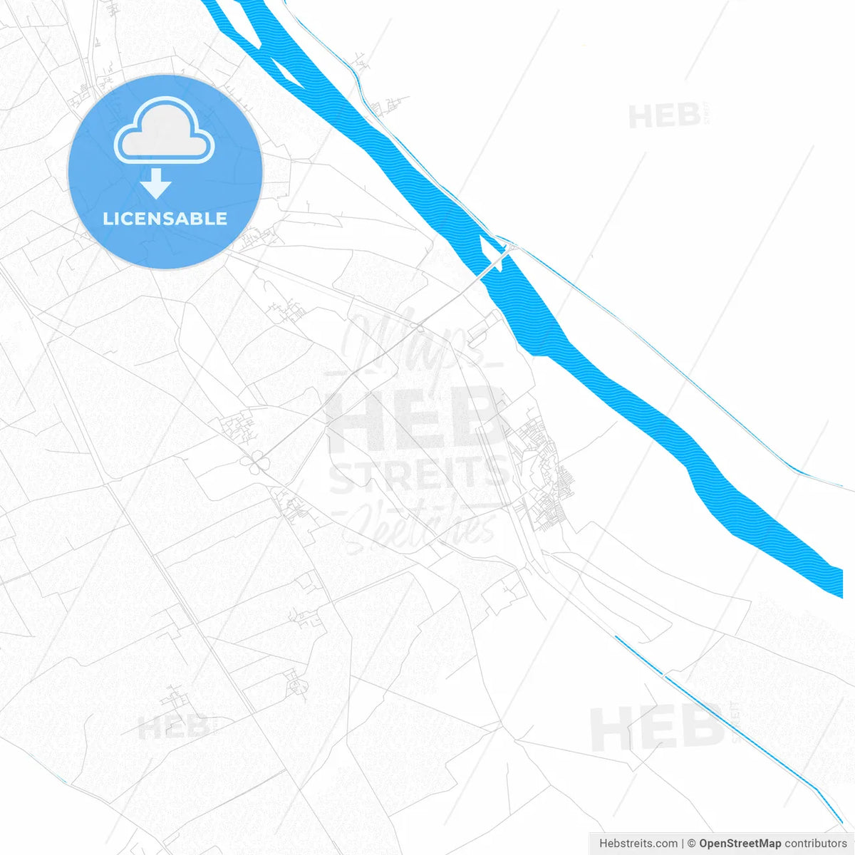 Jirja, Egypt PDF vector map with water in focus