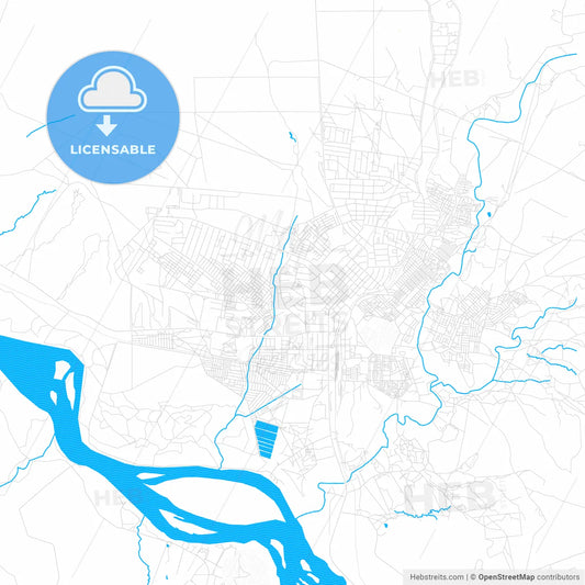 Livingstone, Zambia PDF vector map with water in focus