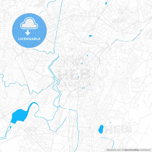 Yerevan, Armenia PDF vector map with water in focus