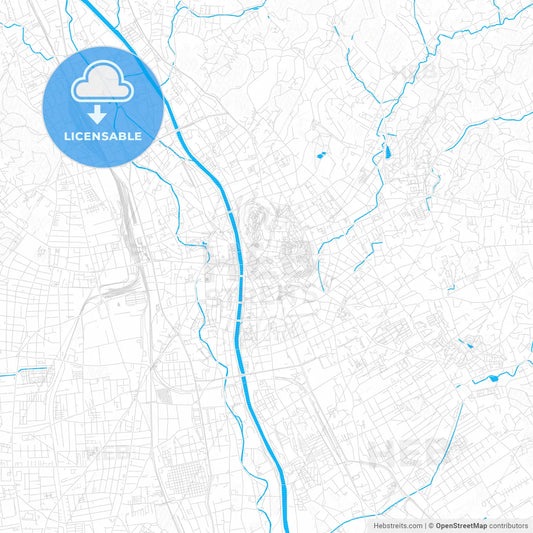 Graz, Austria PDF vector map with water in focus