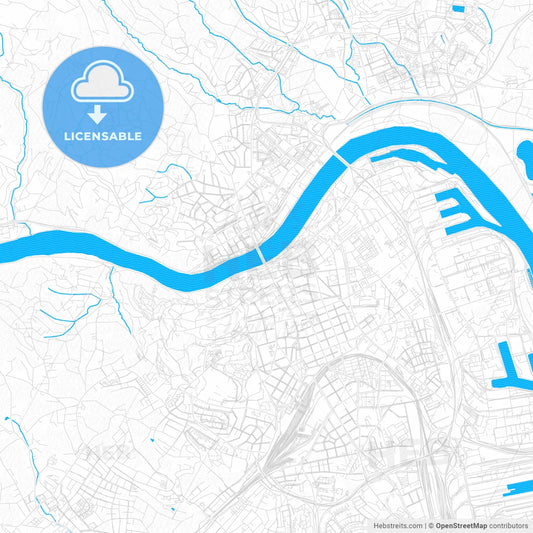 Linz, Austria PDF vector map with water in focus