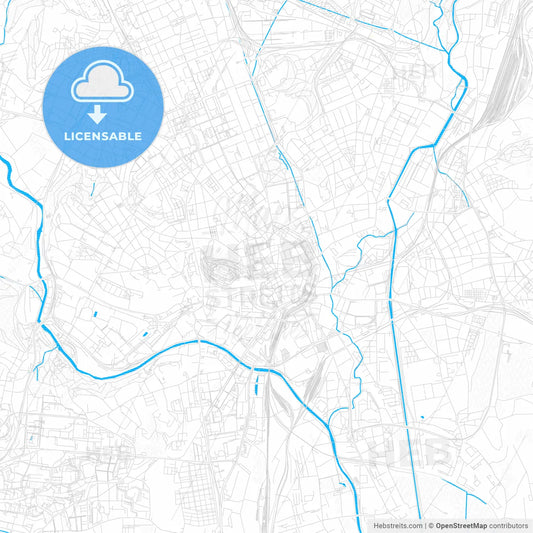 Brno, Czechia PDF vector map with water in focus