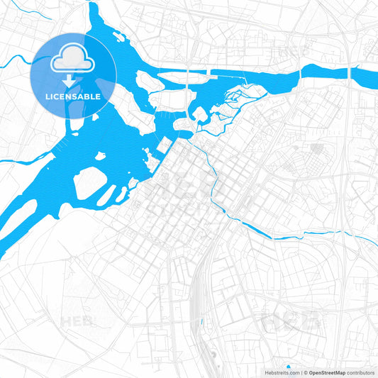 Oulu, Finland PDF vector map with water in focus