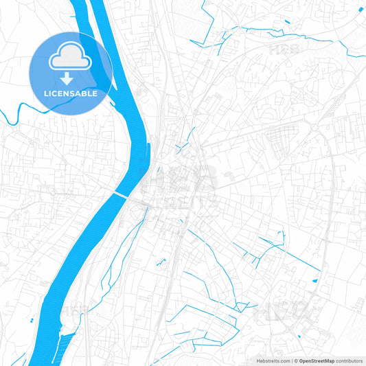 Valence, France PDF vector map with water in focus