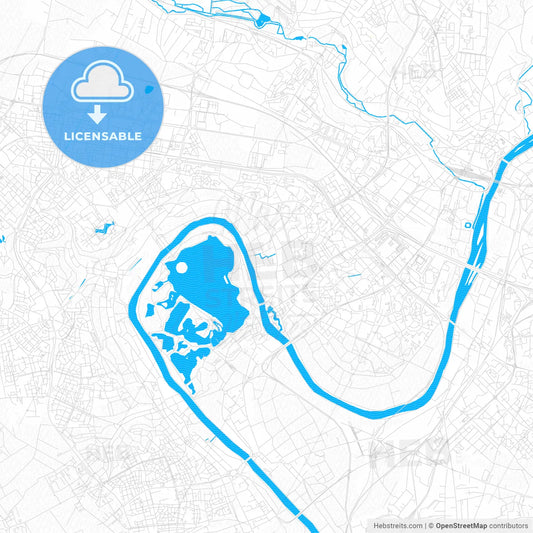 Cergy, France PDF vector map with water in focus