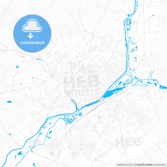Saint-Quentin, France PDF vector map with water in focus
