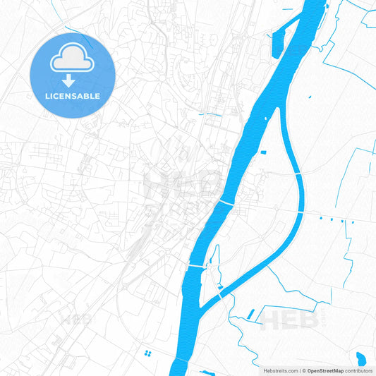 Mâcon, France PDF vector map with water in focus