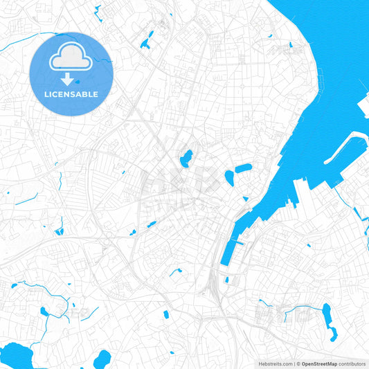 Kiel, Germany PDF vector map with water in focus