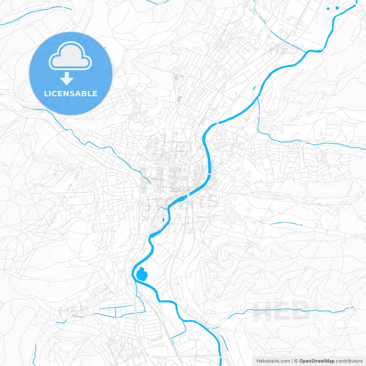 Jena, Germany PDF vector map with water in focus