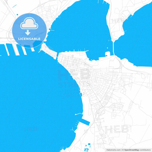 Taranto, Italy PDF vector map with water in focus