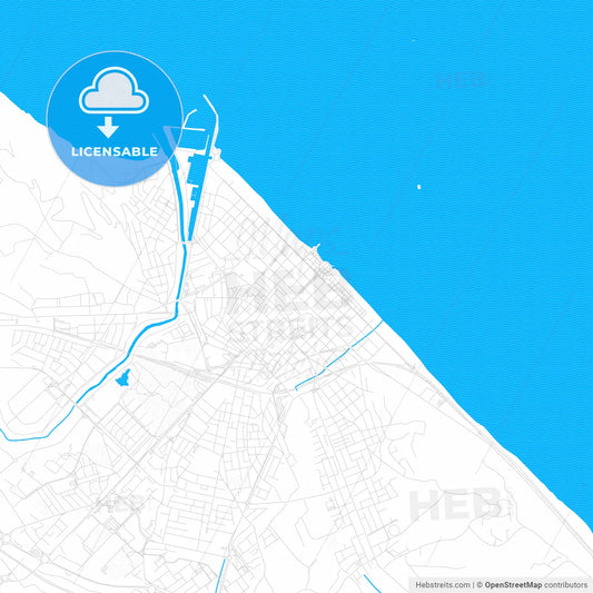 Pesaro, Italy PDF vector map with water in focus
