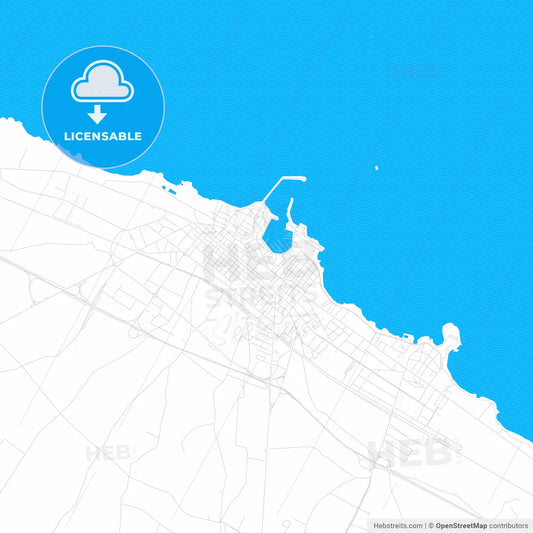 Trani, Italy PDF vector map with water in focus