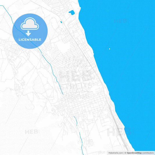 Derbent, Russia PDF vector map with water in focus