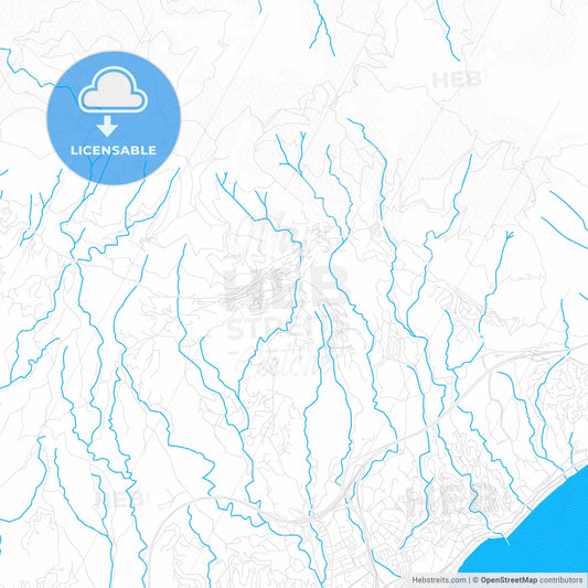 Mijas, Spain PDF vector map with water in focus