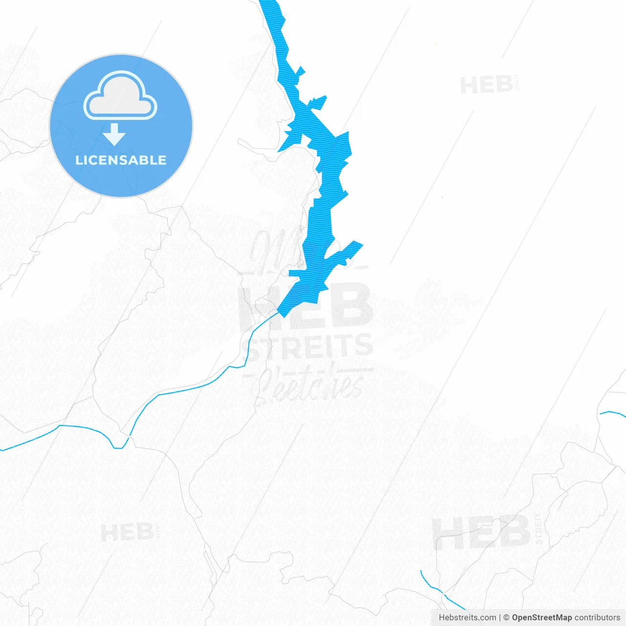 Campiña, Spain PDF vector map with water in focus