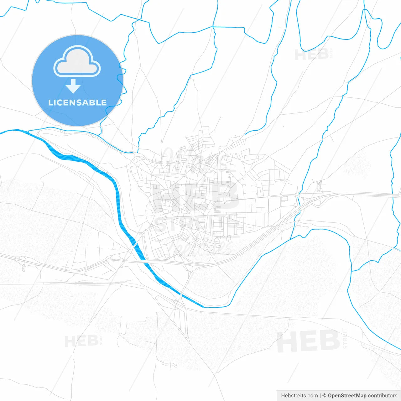 Andújar, Spain PDF vector map with water in focus