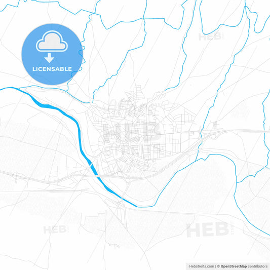 Andújar, Spain PDF vector map with water in focus