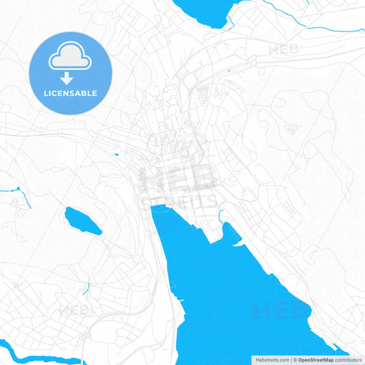 Örnsköldsvik, Sweden PDF vector map with water in focus