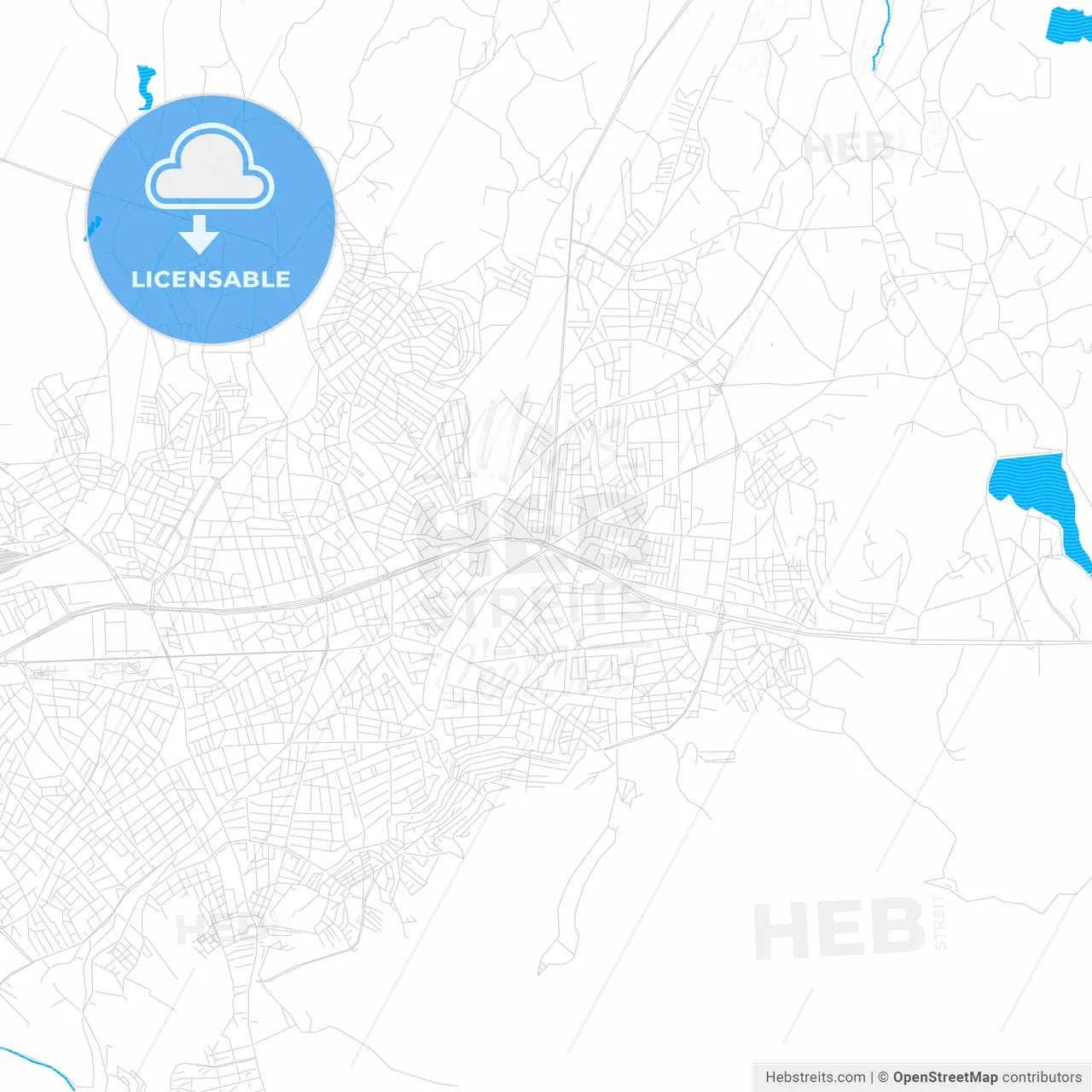 Malatya, Turkey PDF vector map with water in focus