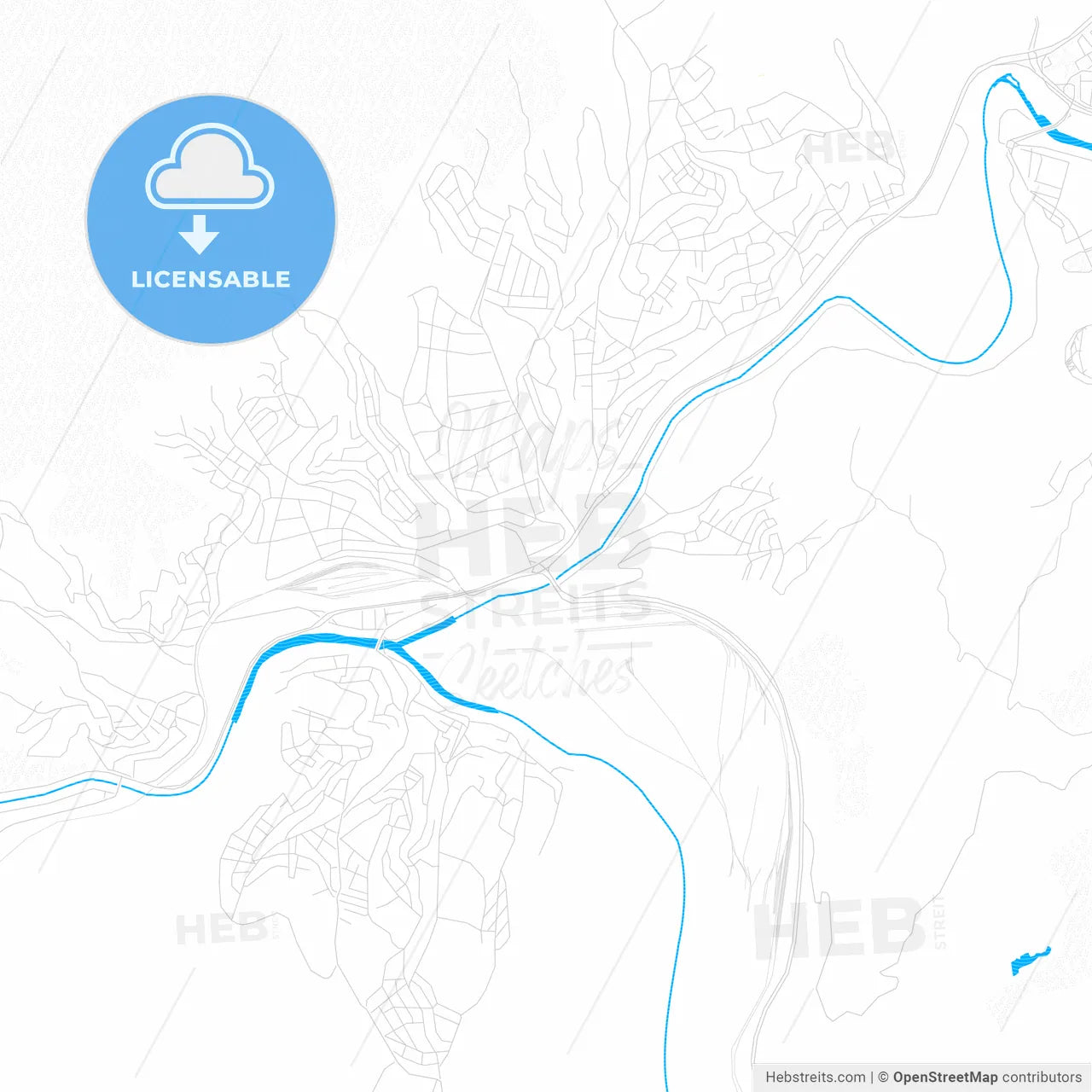 Karabük, Turkey PDF vector map with water in focus