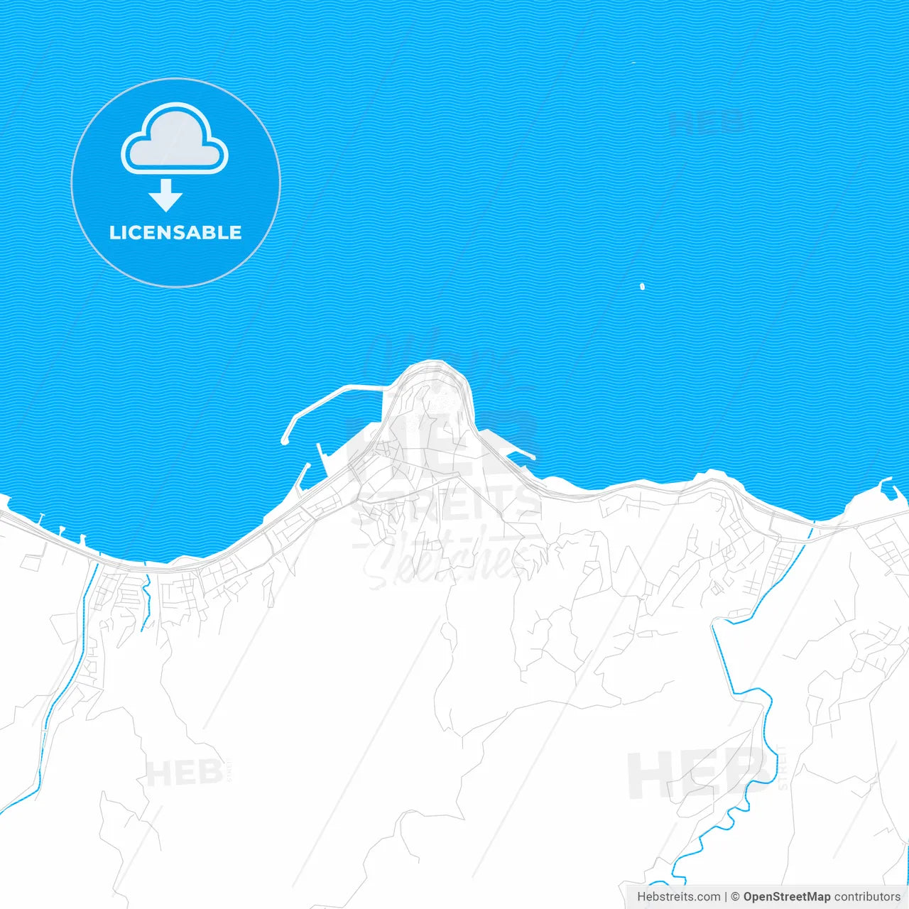 Giresun, Turkey PDF vector map with water in focus